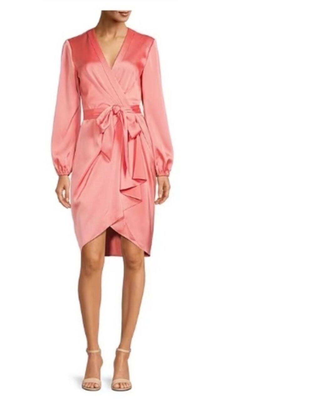 Alex Marie Coral Satin Draped Dress